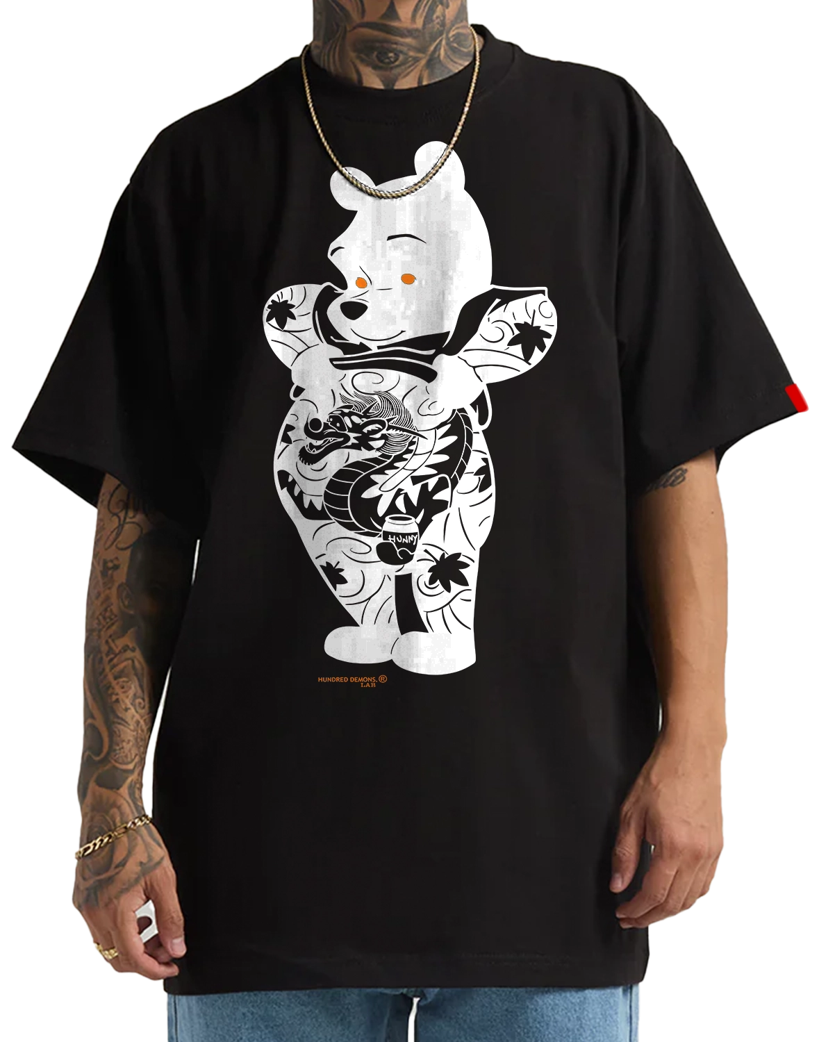 CINK x Hundred Demons reverse Pooh black 'Tee'