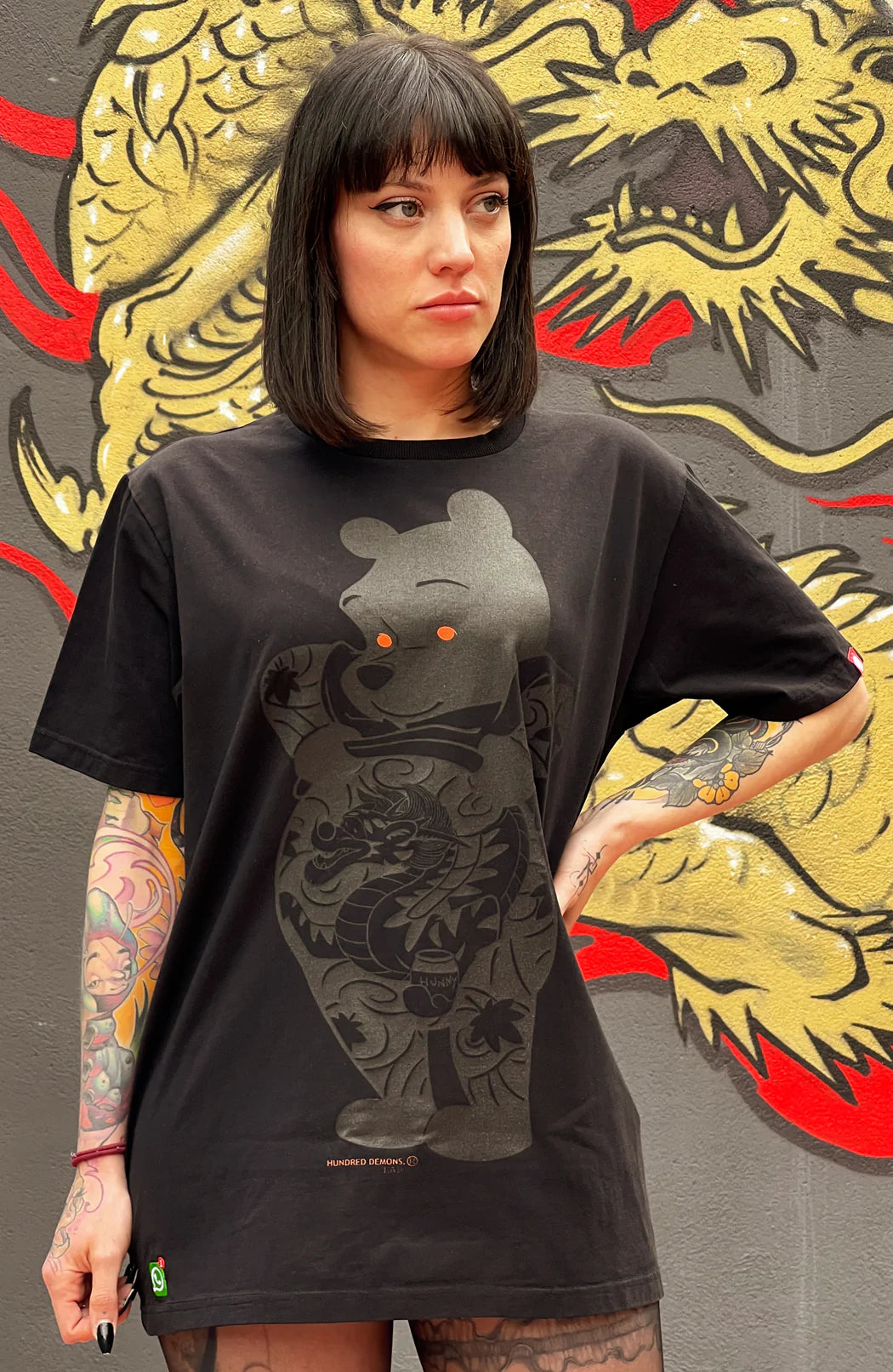CINK x Hundred Demons Lab Tattpooh black limited 'Tee'