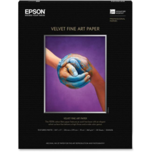 Epson Velvet Fine Art Paper, Letter Size, 20 sheetsS